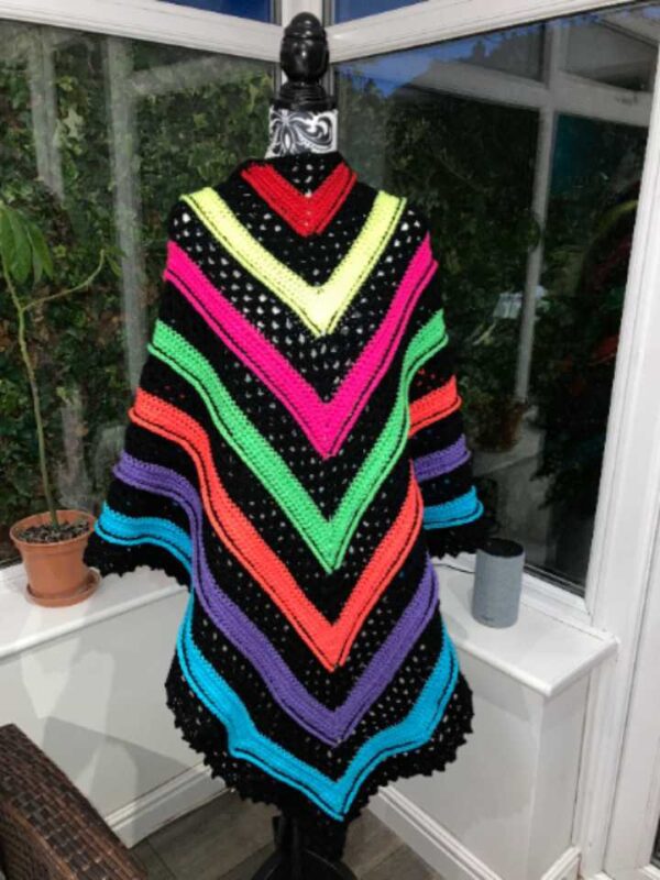 Wild Wisteria Shawl - Black & Neon Rainbow-720x960