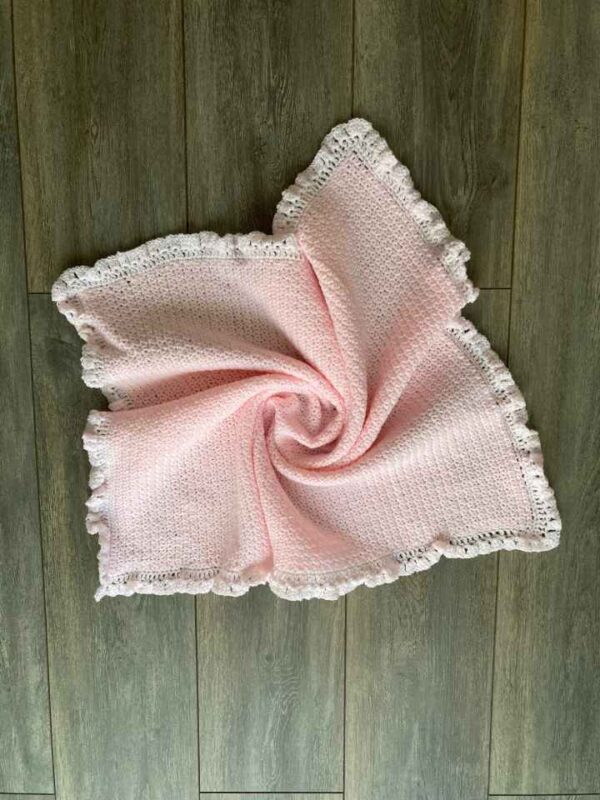 Pink With White Trim Baby Blanket 1-720x960