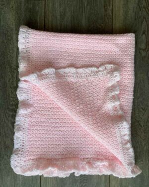 Pink With White Trim Baby Blanket 2-720x960