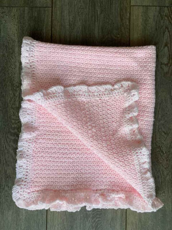 Pink With White Trim Baby Blanket 2-720x960