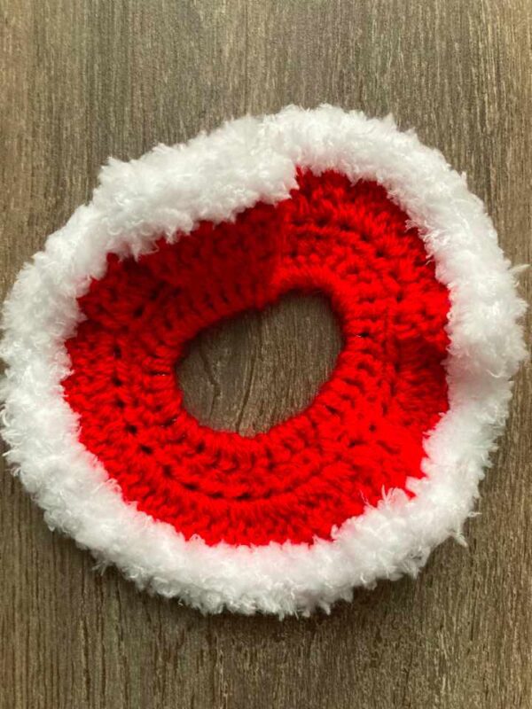 Red With White Fluffy Trim Scrunchie-720x960