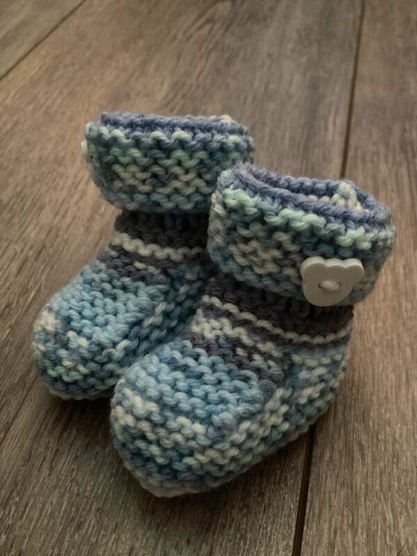 Blue Fair Isle Baby Booties -720x960