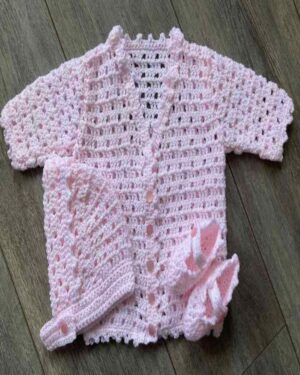 Pink Vintage Lace Baby Set