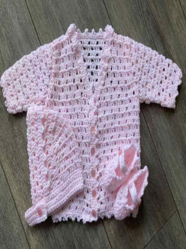 Pink Vintage Lace Baby Set