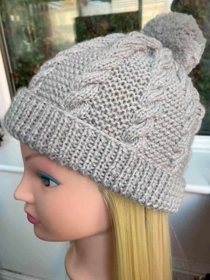 Travis Cabled Hat Knitting Pattern 244 - Alena's Design