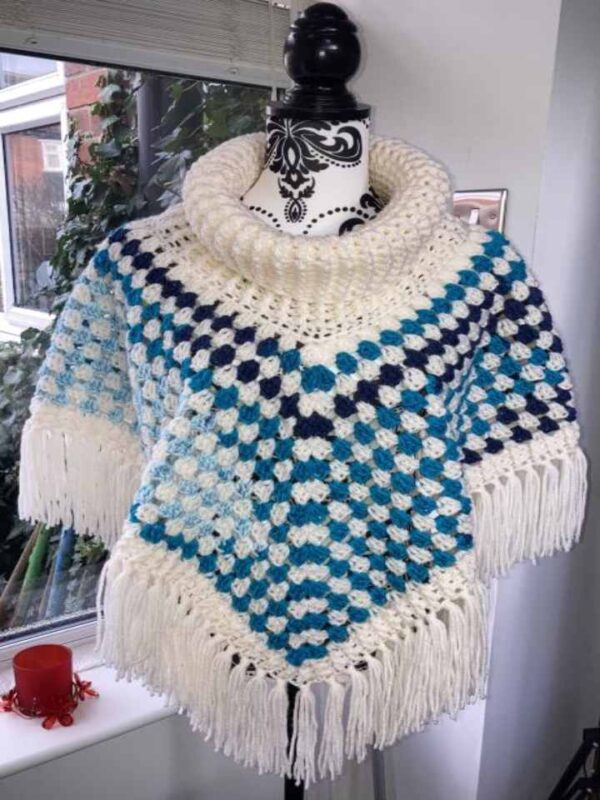 Blue and Cream Poncho